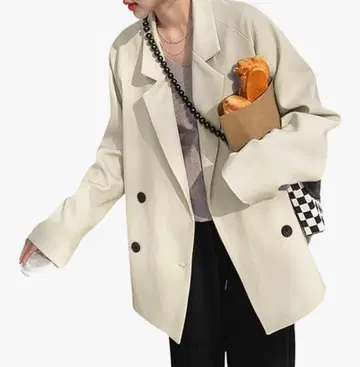 더블 브레스트 자켓 베이지 L