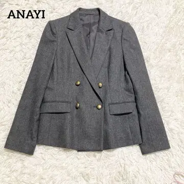ANAYI 아나이 캐시미어 혼방 골드 버튼 테일러드 더블 자켓 그레이 M