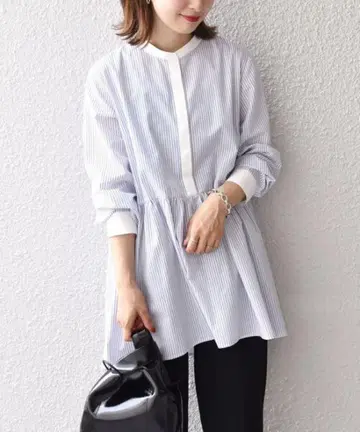 SHIPS 브로드 페플럼 블라우스 스트라이프