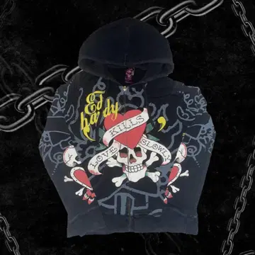 ED hardy 지퍼 후드티 스컬 크로스 하트 헤이세이 Y2K 갸루