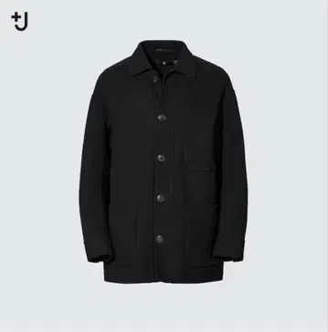 새상품급 유니클로 +J 울 블렌드 오버 사이즈 셔츠 자켓 블랙 XL