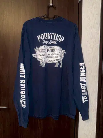 PORKCHOP 긴팔 티셔츠 네이비