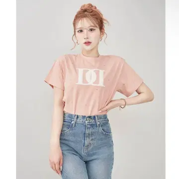 Darich 퀼팅 아플리케 비쥬 T셔츠 핑크 PNK