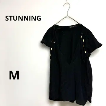 스터닝 실크 100% 블라우스 셔츠 비즈 장식 엘레강트 블랙