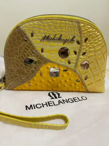 새상품 레어 MICHELANGELO 스트랩 포함 가죽 파우치