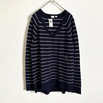 갭 GAP 새상품 긴팔 스웨터 보더 V넥