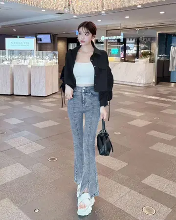 cherimi 슬림 레그 스트레치 플레어 데님