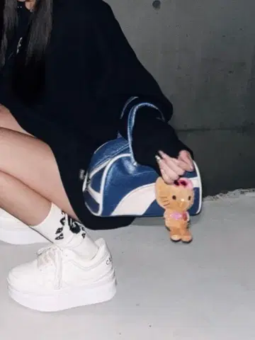 00s PUMA 핸드백 미니 보스턴 레트로 미니백 블루 Y2K