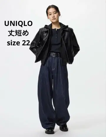 유니클로 배기 커브 청바지  네이비 22