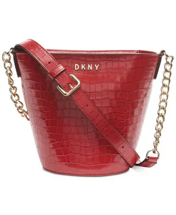 DKNY 다나카란 뉴욕 레더 체인 버킷 백 레드