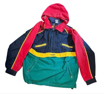 레어 90s hummel 험멜 라스타 컬러 아노락 후드티 XL