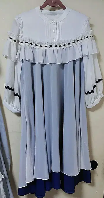 페이보릿 쉬폰 프릴 원피스 파랑