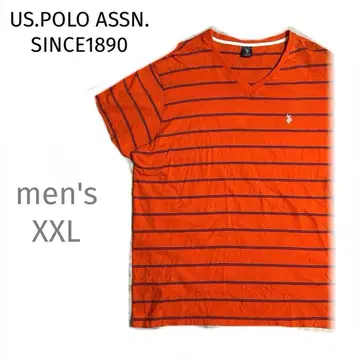 U.S. POLOASSN. 오렌지 스트라이프 V넥 티셔츠 XXL(3L)