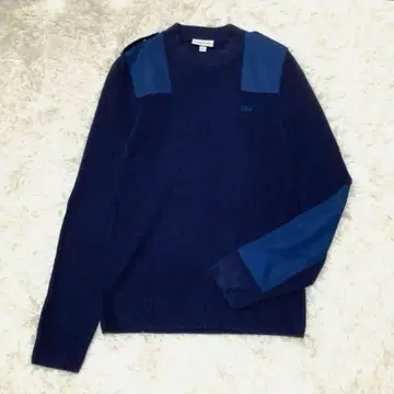 라코스테 LACOSTE 니트 스웨터 긴팔 네이비 로고