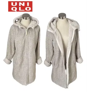 [ UNIQLO 유니클로 ] 속기모 후드 부착 롱 코트 그레이