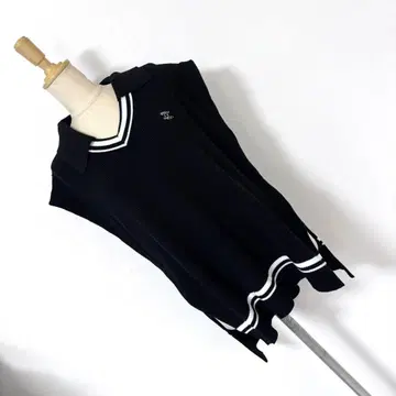 dazzlin 다즐린 로고 자수 라인 레이어드 베스트 니트 p