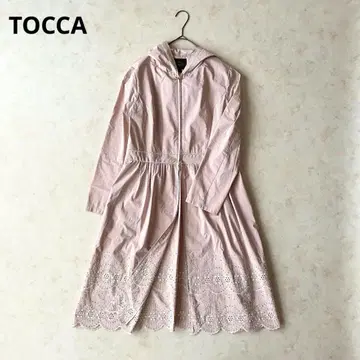 TOCCA 토카 밑단 레이스 자수 후디드 코트 사이즈 상당 옅은 핑크