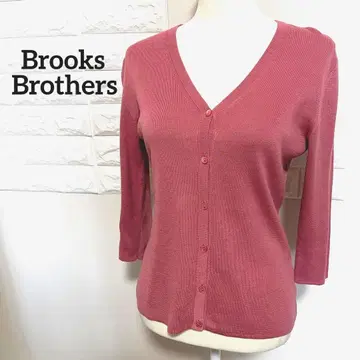 Brooks Brothers 가디건 7부 소매 핑크 면 여성용 M