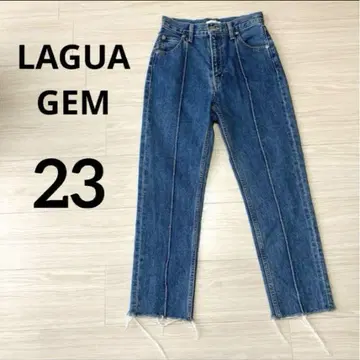LAGUAGEM 러그아젬 데님 하이웨스트 테이퍼드 23 세로 라인