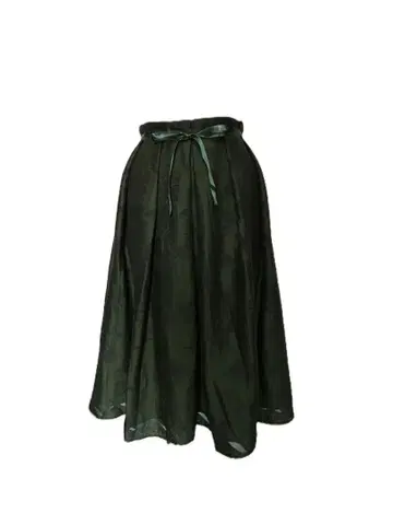 K931 새상품급 시빌라 롱 스커트 M 짙은 녹색 다크 그린 리본 포함