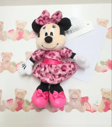 디즈니 레오파드 무늬 미니 인형 배지 핑크