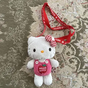 헤이세이 레트로 헬로키티 봉제 인형 미니백 깅엄 체크 산리오