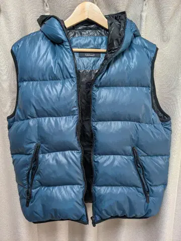 ZARA MAN 후드 부착 다운 베스트 M 파랑