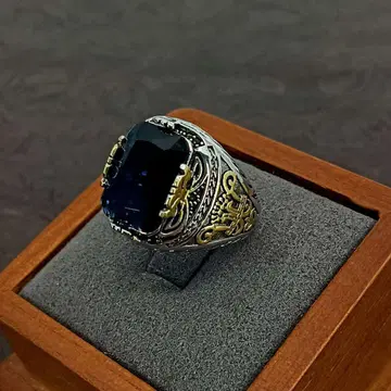 빈티지 실버 블루 지르코니아 앤티크 반지 15호