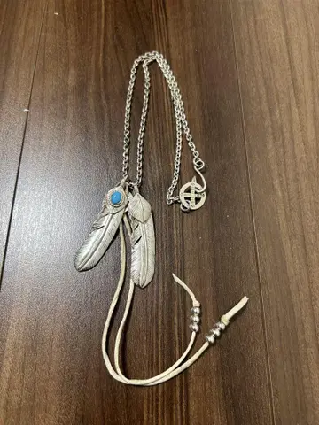 고로쿠로 go39 상은 은 터콰이즈 부착 특대형 페더 50cm 체인