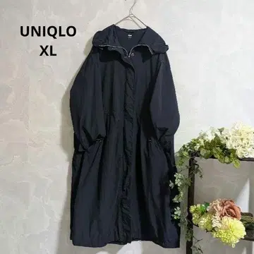 레어 빅 사이즈 XL 유니클로 롱 기장 후드 부착 나일론 후드티 네이비