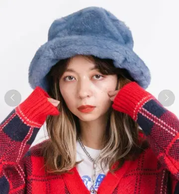 레어 RNA 파랑 퍼 모자