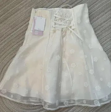 MARY QUANT 콜라보 데이지 플로키 프린트 백 레이스업 스커트
