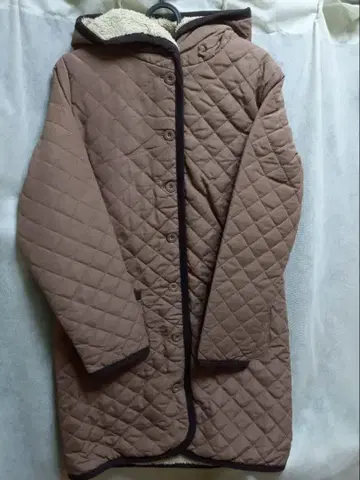 여성용 롱 코트 퀼팅 코트 퀼팅 자켓 보아 모카