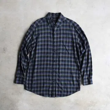 90s Claiborne 클레이본 섀도우 체크 레이온 긴팔 셔츠 L