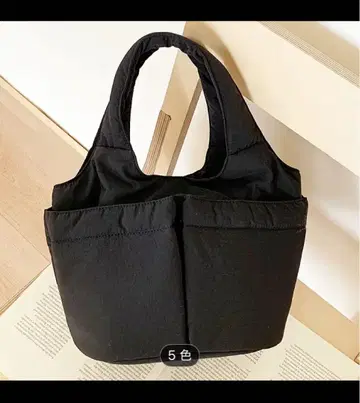 포켓 부착 토트백 블랙