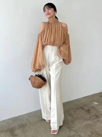 anuans 쉬폰 볼륨 블라우스 테라코타 프리 사이즈