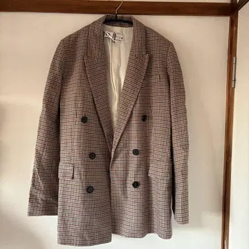 ZARA 브라운 계열 체크 테일러드 자켓 M