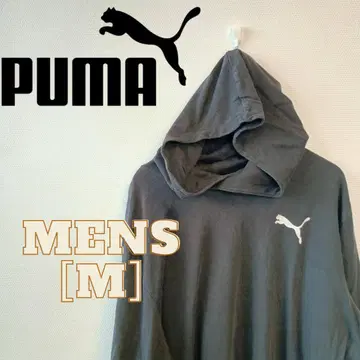 PUMA 후드 부착 후드티 M 그레이/화이트