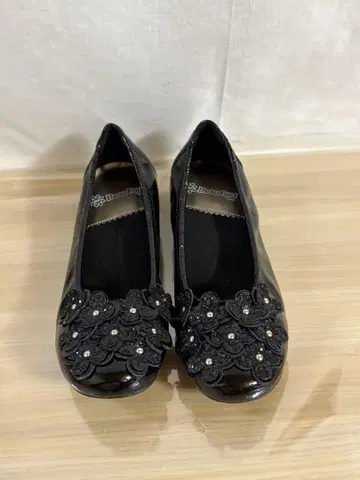 블랙 플랫슈즈 플라워 모티브 23.0cm