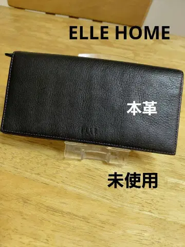 미사용 ELLE HOME 엘르 옴므 장지갑 블랙 천연 가죽 주름 가공