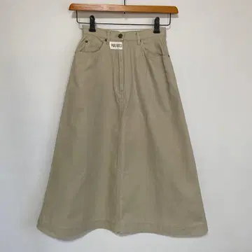 핑크하우스 데님풍 베이지 계열 리본 롱 스커트 W62 DMW