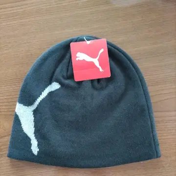Puma 니트 모자 다크 그레이 로고