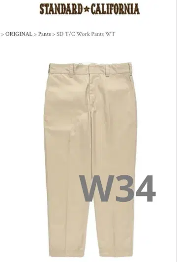 STANDARD CALIFORNIA W34 치노 팬츠