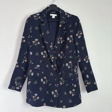 H&M 네이비 꽃무늬 테일러드 자켓 블레이저 34 사이즈