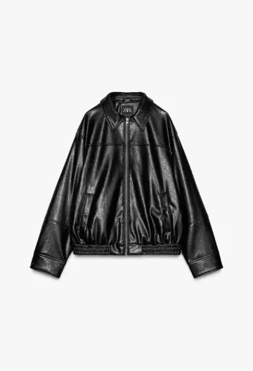 ZARA 인조 가죽 봄버 자켓 XS