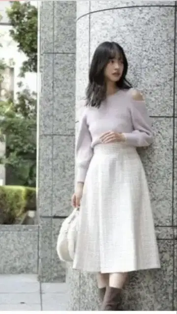 페미닌 트위드 플레어 스커트 PM