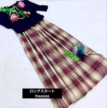 handmade 가을 겨울용 롱 스커트 오버 체크 무늬