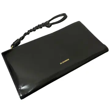 JIL SANDER TANGLE 질 샌더 가죽 장지갑 로고 블랙