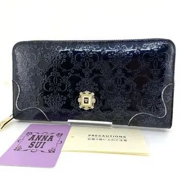 새상품급 안나수이 장지갑 라운드 지퍼 금장 장식