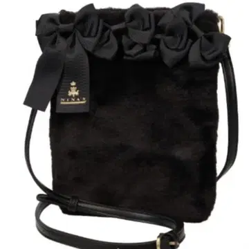 아오키 미사코 니나스 시마무라 리본 퍼 숄더백 블랙